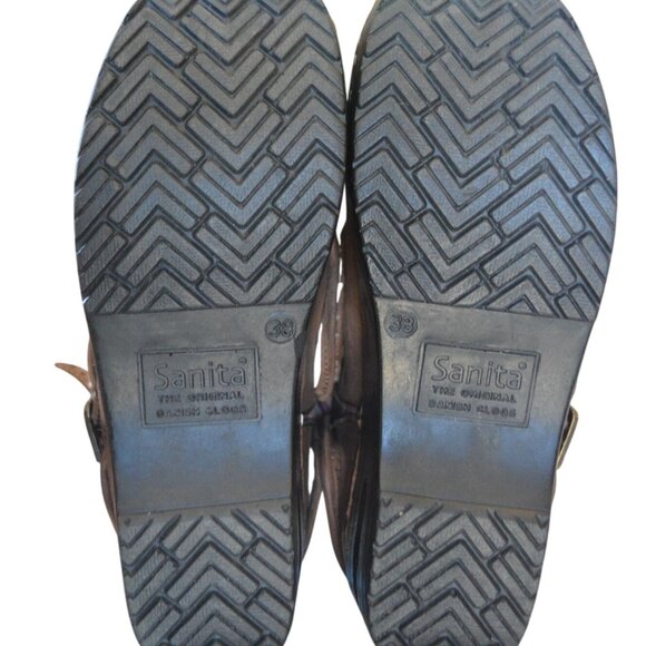 Sanita Original Danish Sherpa Lined Brown Leather Clogs Women's Size 38 US 7.5 - Picture 7 of 7